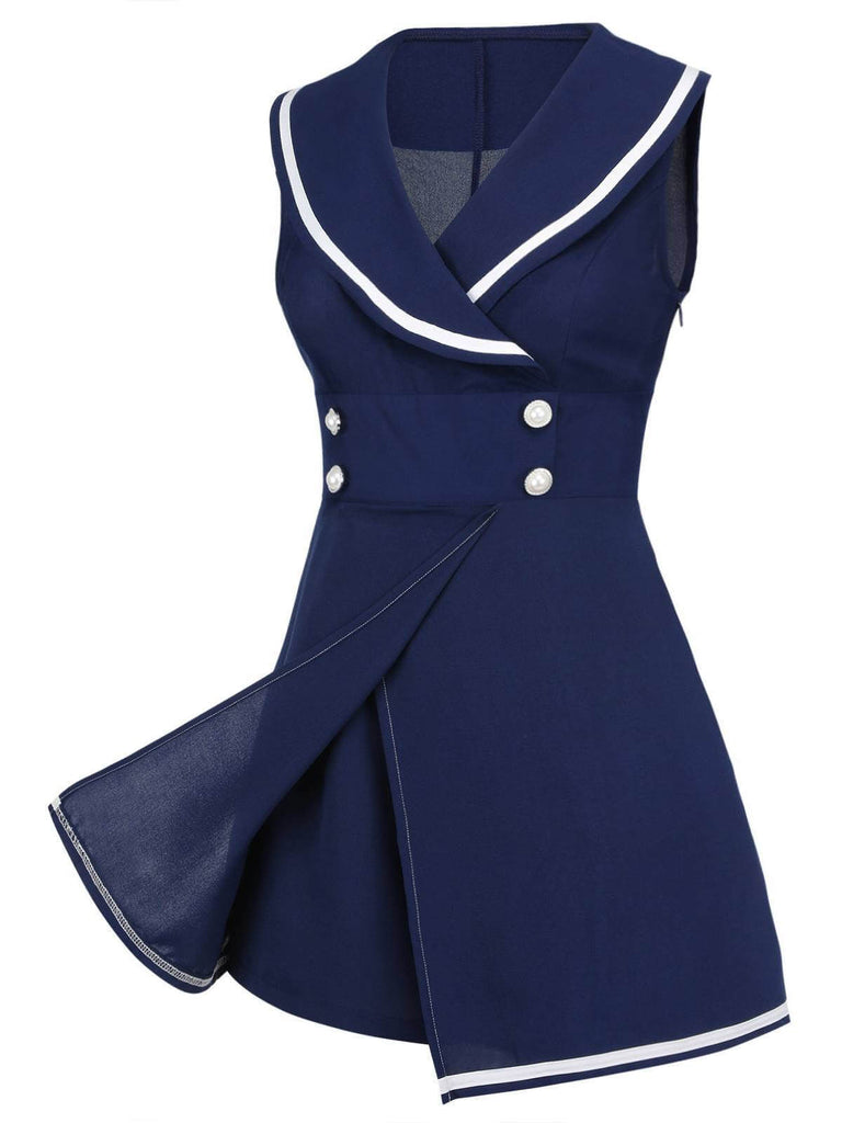 Navy Blue 1950s Sailor Collar Romper