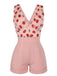 Strawberry Pink 1950s Patchwork Lace Romper