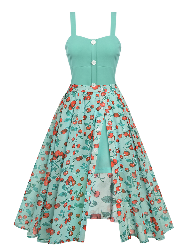 Green 1950s Romper & Cherry Skirt