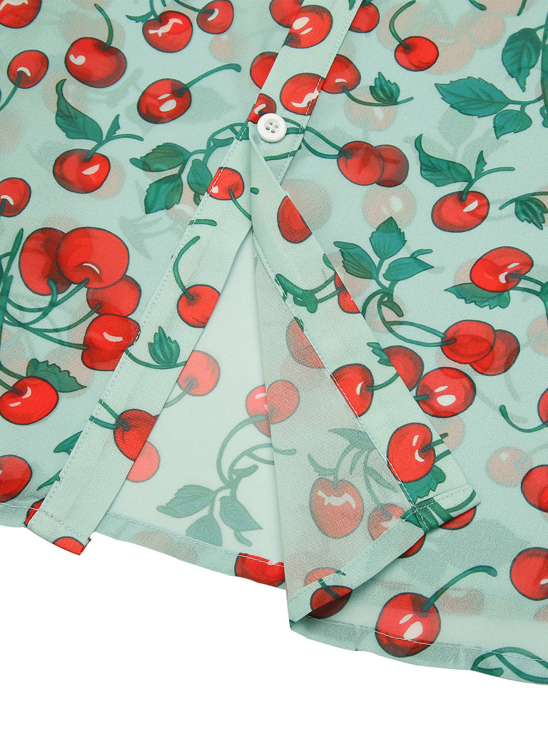 [US Warehouse] Green 1950s Romper & Cherry Skirt