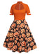 Orange 1950s Halloween Pumpkin Swing Dress