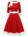 [US Warehouse] Red 1950s Solid Plush Christmas Dress