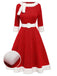 [US Warehouse] Red 1950s Solid Plush Christmas Dress