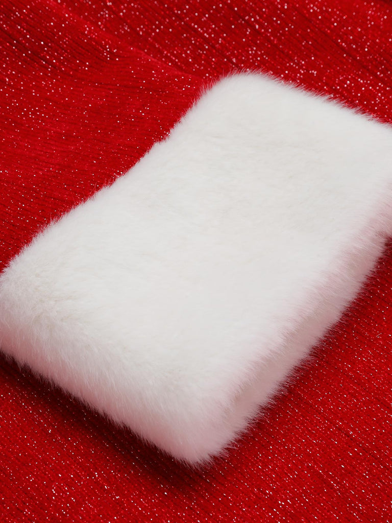 [US Warehouse] Red 1950s Solid Plush Christmas Dress