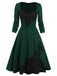 [US Warehouse] Green 1950s Lace Patchwork Swing Dress