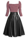 Pink 1950s Knitted Leather Patchwork Dress