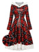 [US Warehouse] Red 1950s Plaid Lace-up Hooded Dress