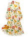 [US Warehouse] 1930s Flower Long Sleeves Swing Dress