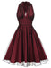 Green 1950s Christmas Halter Polka Dots Mesh Dress