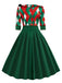 Green 1950s Christmas Plaid Patchwork Dress