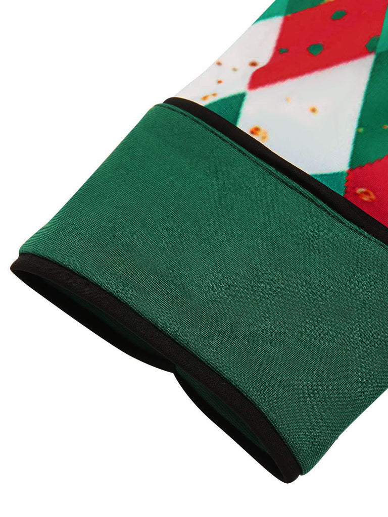[US Warehouse] Green 1950s Christmas Plaid Patchwork Dress
