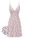 Pink 1960s Butterfly Flower V-Neck Dress