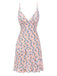 Pink 1960s Butterfly Flower V-Neck Dress