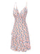 Pink 1960s Butterfly Flower V-Neck Dress