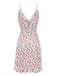 Pink 1960s Butterfly Flower V-Neck Dress