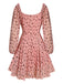 Pink 1960s Heart Long Sleeves Dress