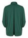 Green 1950s Solid Ribbon Collar Satin Blouse