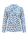 1940s Blue Dots Tie-Up Collar Blouse