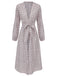 Apricot 1940s Geometric Deep V-Neck Dress