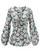Green 1940s Round Neck Floral Blouse