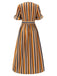 Earth Yellow 1950s Stripes Wrap Waist Dress