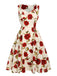 1950s Floral Sleeveless Heart Collar Dress