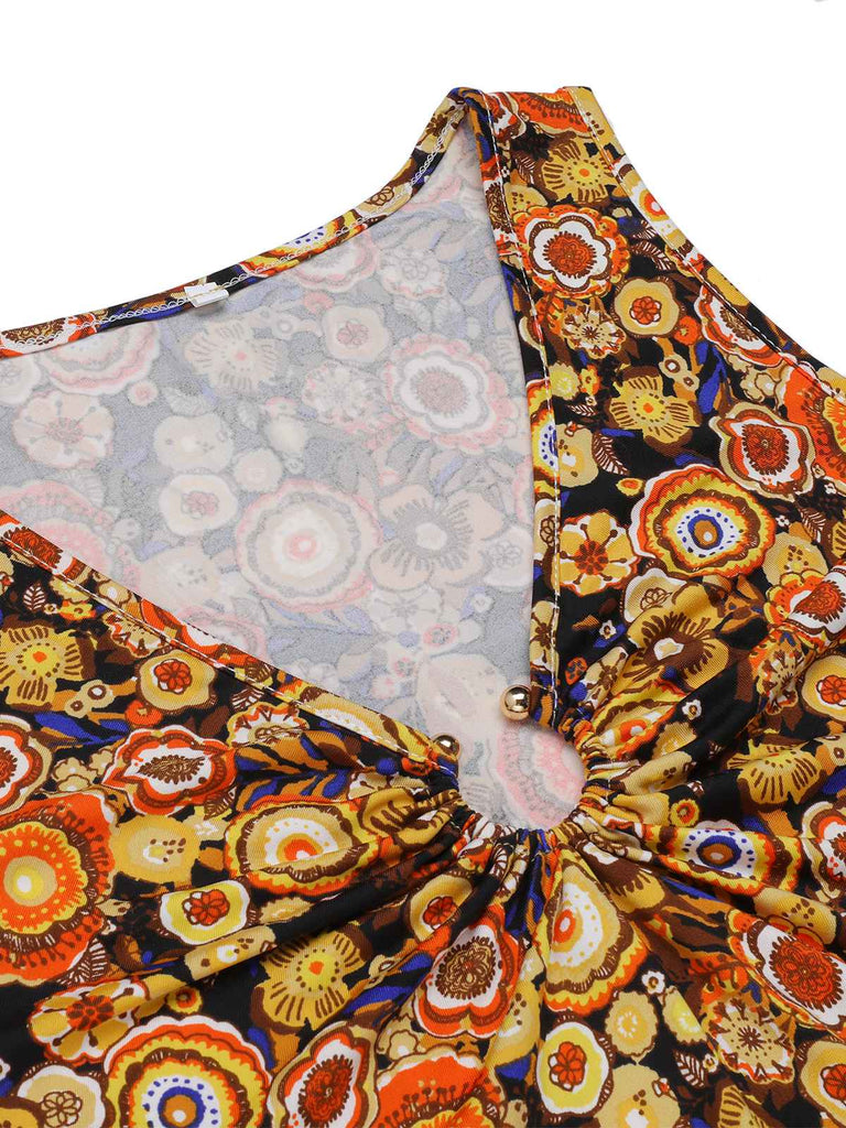 1960s Tassel Sleeveless V-Neck Shift Dress