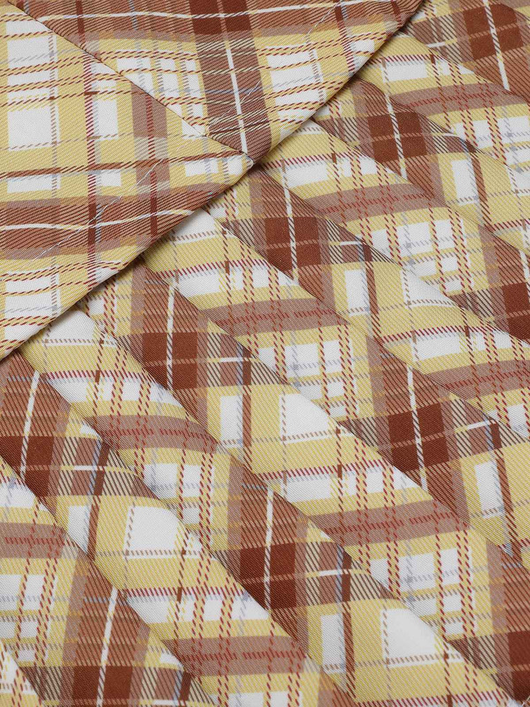 1960s Plaid Puff Sleeve Pleated Dress