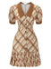 1960s Plaid Puff Sleeve Pleated Dress