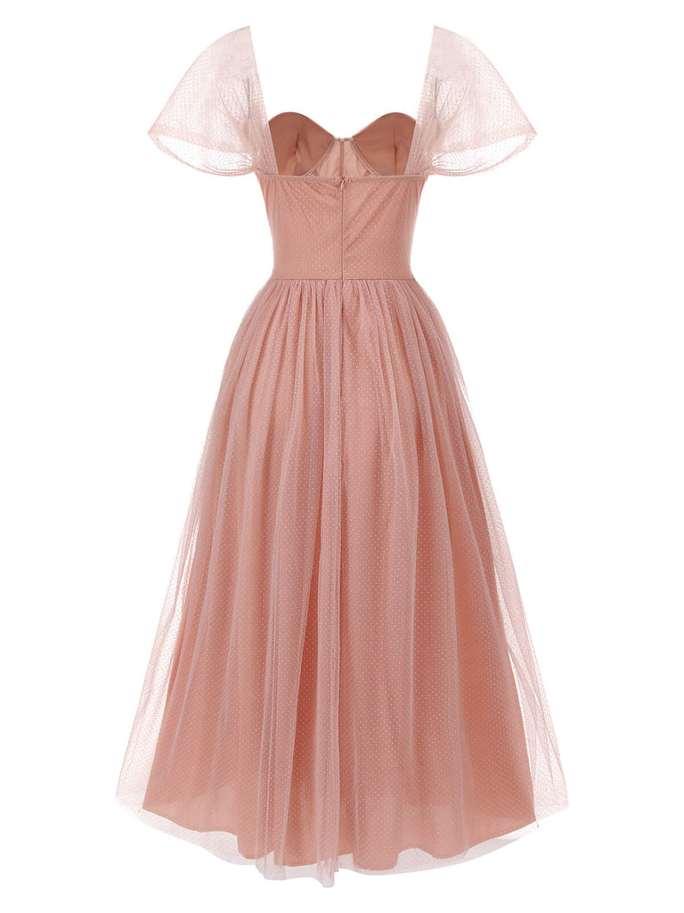 1950s Pink Polka Dot Mesh dress