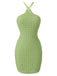 Green 1960s Solid Halterneck Wrap Dress