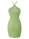 Green 1960s Solid Halterneck Wrap Dress