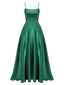 Green 1930s Solid Satin Strap Dress