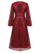 Red 1930s Solid Sequined V-Neck Shift Dress