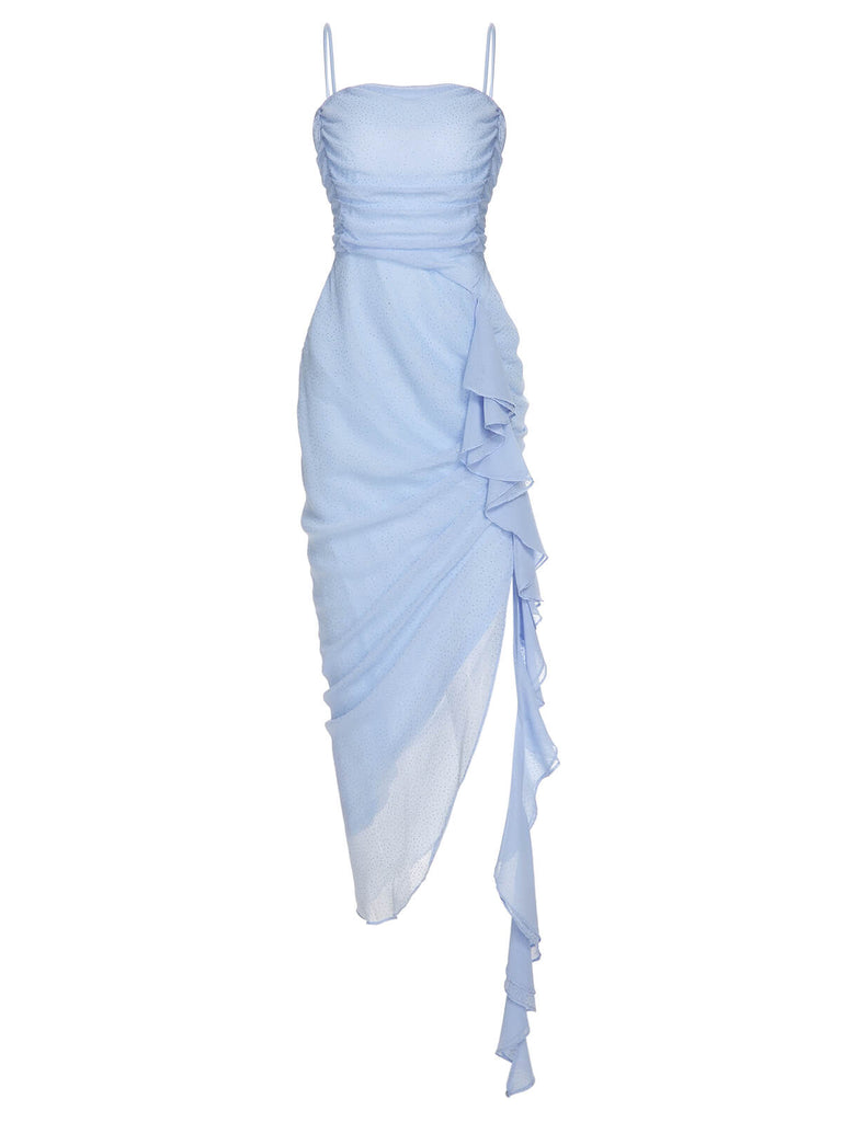 Light Blue 1930s Glitter Strap Dress