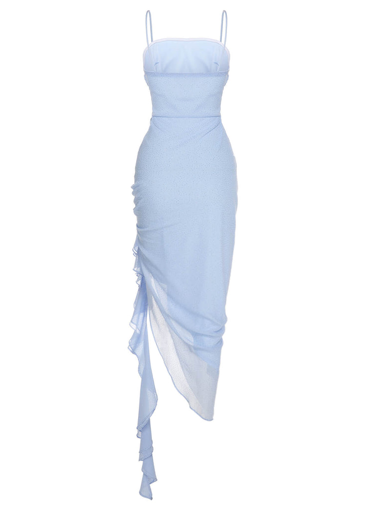 Light Blue 1930s Glitter Strap Dress