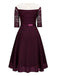 1950s Solid Lace Off Shoulder Patchwork Dress