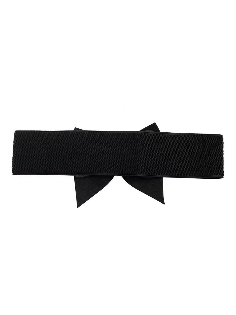 Black Rhinestone Bow High Stretch Belt