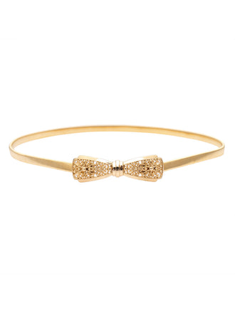 Vintage Chic Gold Elastic Metallic Thin Belt
