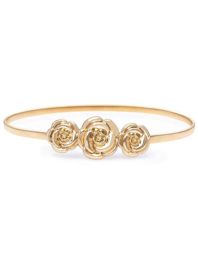 Vintage Chic Gold Elastic Metallic Thin Belt