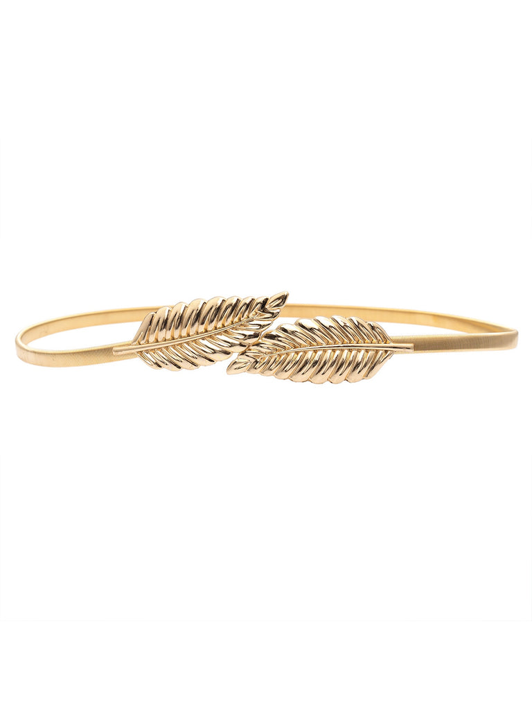 Vintage Chic Gold Elastic Metallic Thin Belt