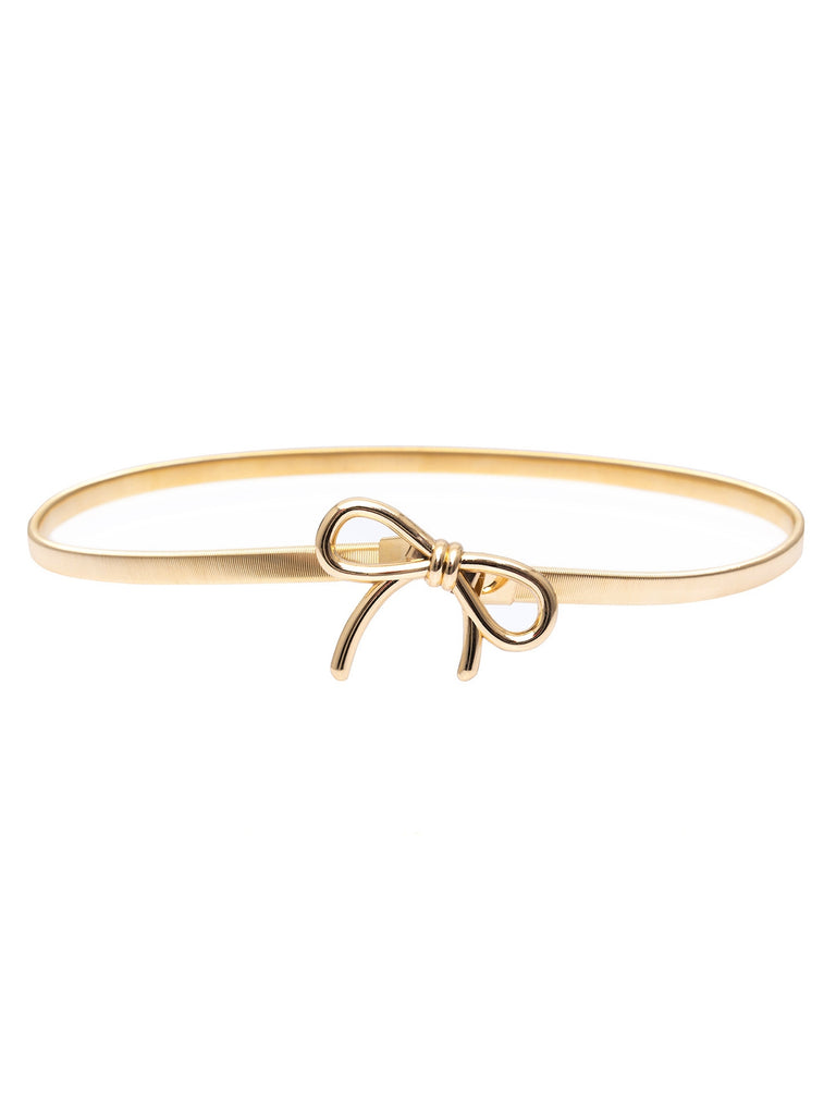 Vintage Chic Gold Elastic Metallic Thin Belt