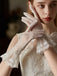Retro Pearls Lace Trim Sheer Gloves