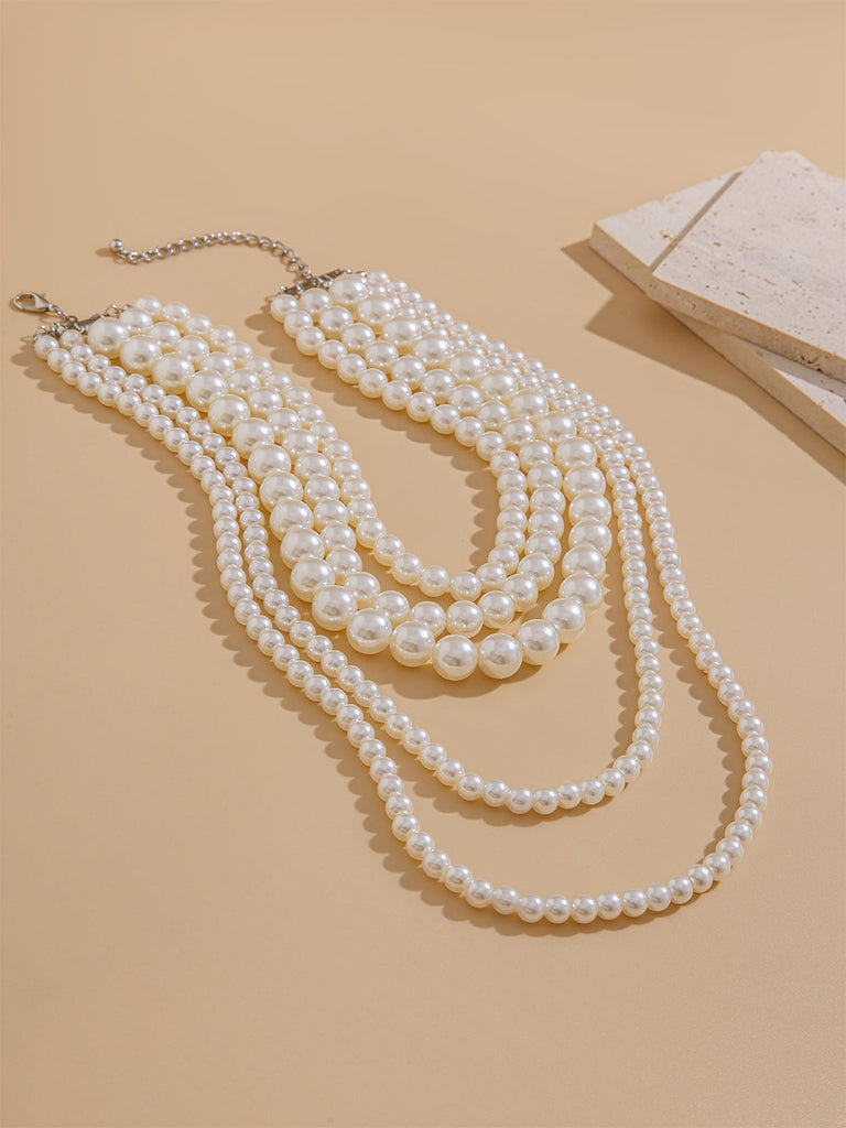 Vintage Layered Pearl Statement Necklace