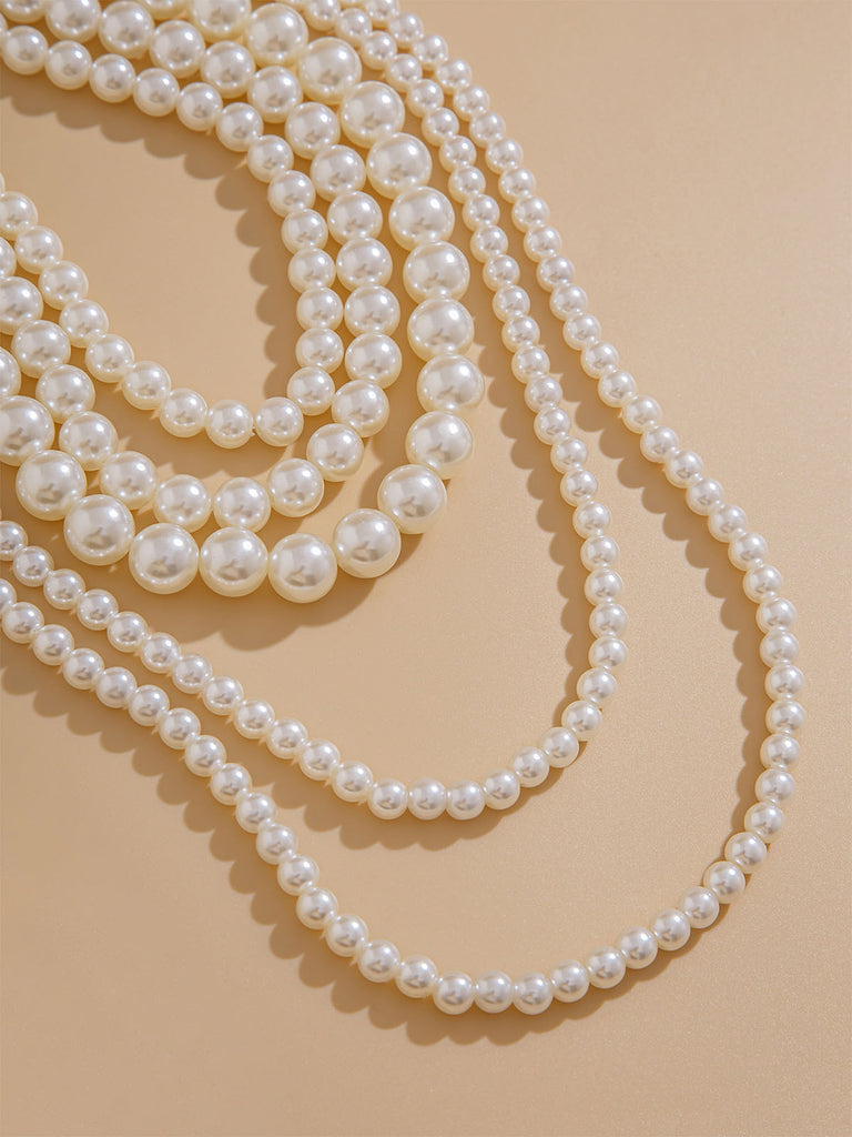 Vintage Layered Pearl Statement Necklace