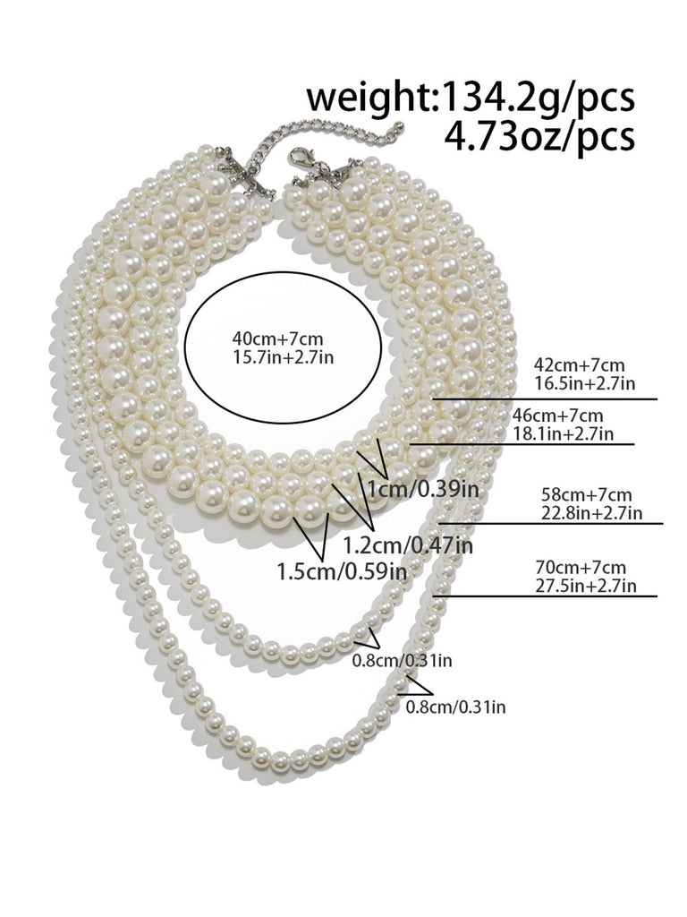 Vintage Layered Pearl Statement Necklace