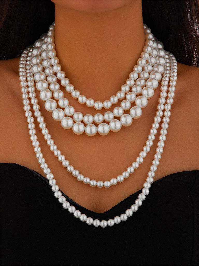 Vintage Layered Pearl Statement Necklace
