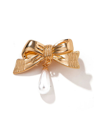 3D Bow Pearl Drop Hair Clip