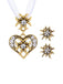 Vintage Rhinestone Edelweiss Heart Ribbon Necklace & Earring Set