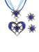 Vintage Rhinestone Edelweiss Heart Ribbon Necklace & Earring Set